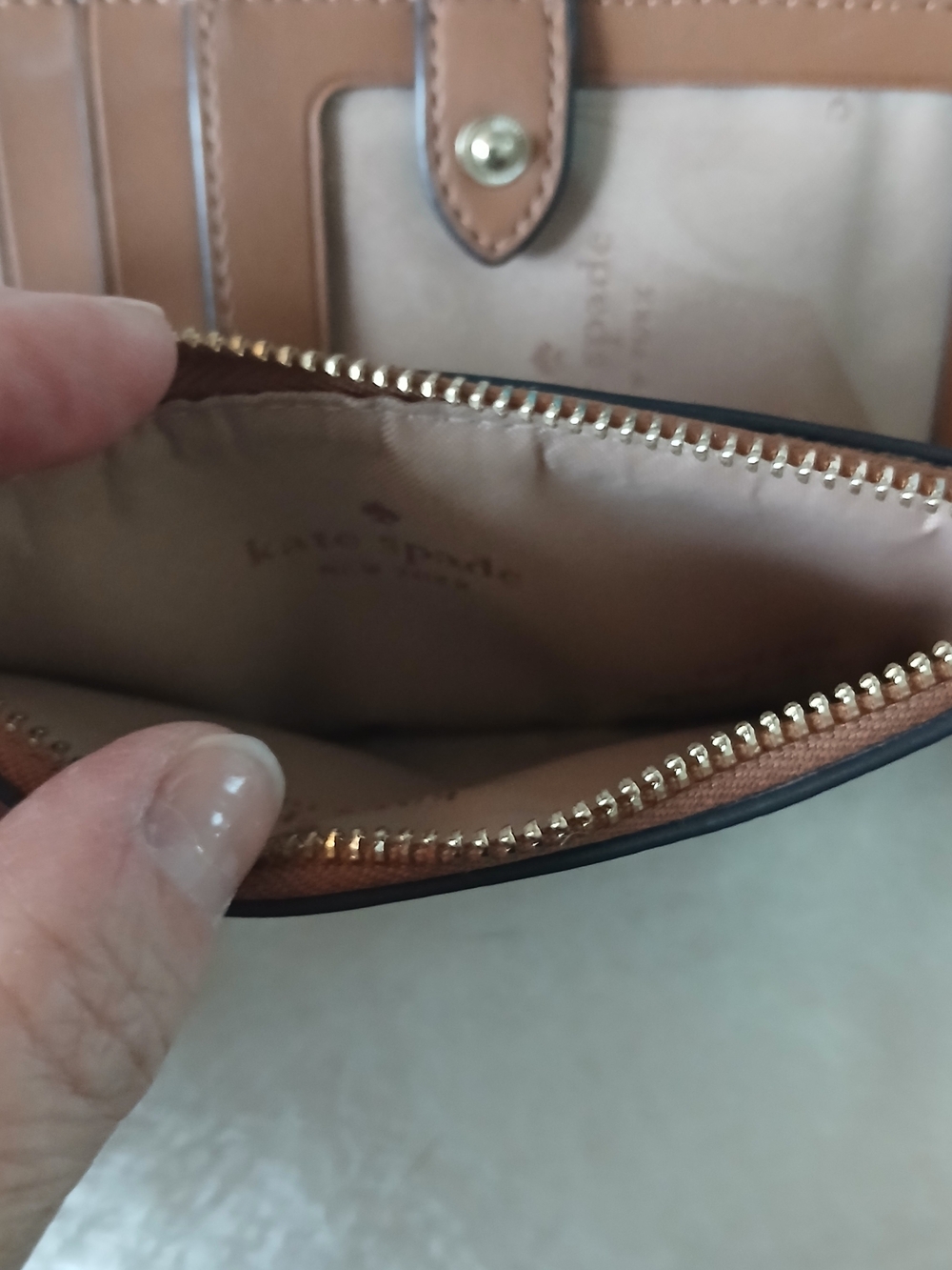 🚫 SOLD! Kate Spade New York COGNAC Pebbled Leather Zip & Snap Wallet - Picture 8 of 8